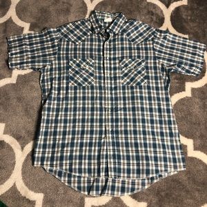 Western Frontier Shirt Mens Large Pearl Snap Western Plaid Checkered Rodeo
